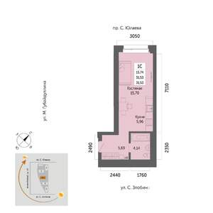 1-к квартира, вторичка, 32м2, 22/32 этаж