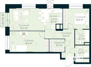 2-к квартира, вторичка, 65м2, 27/30 этаж