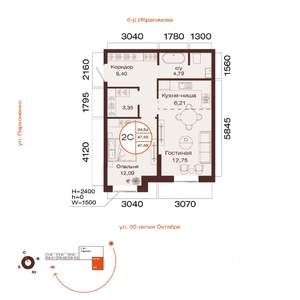 2-к квартира, вторичка, 48м2, 12/32 этаж