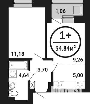 1-к квартира, вторичка, 35м2, 2/8 этаж