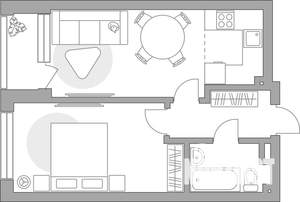2-к квартира, строящийся дом, 45м2, 1/23 этаж