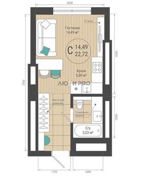 Студия квартира, вторичка, 22м2, 6/26 этаж