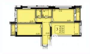 3-к квартира, вторичка, 85м2, 2/21 этаж