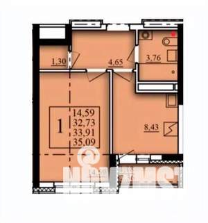 1-к квартира, вторичка, 34м2, 12/21 этаж