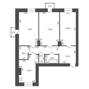 3-к квартира, вторичка, 92м2, 4/4 этаж