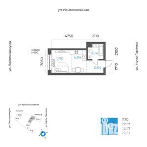 1-к квартира, вторичка, 23м2, 6/24 этаж