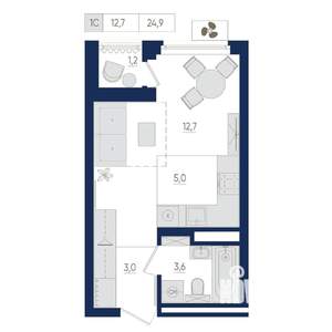 1-к квартира, вторичка, 25м2, 14/25 этаж