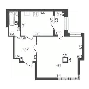 1-к квартира, вторичка, 51м2, 9/13 этаж