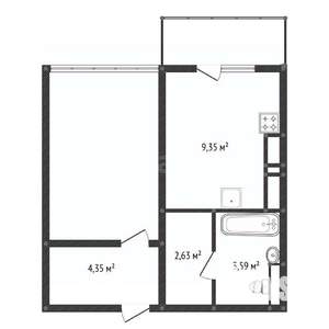 1-к квартира, вторичка, 37м2, 13/17 этаж