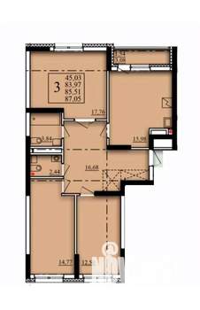 3-к квартира, вторичка, 86м2, 12/21 этаж