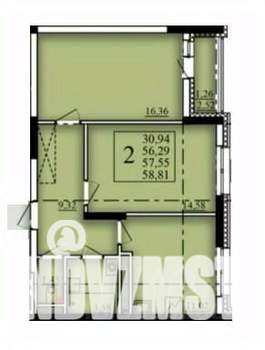 2-к квартира, вторичка, 58м2, 8/21 этаж