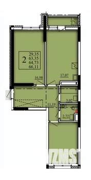 2-к квартира, вторичка, 65м2, 8/21 этаж