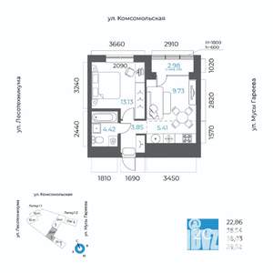 2-к квартира, вторичка, 38м2, 16/20 этаж