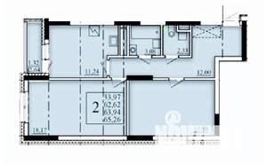 2-к квартира, строящийся дом, 64м2, 17/25 этаж
