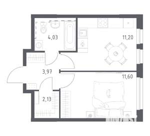 1-к квартира, вторичка, 33м2, 2/17 этаж