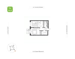 1-к квартира, строящийся дом, 45м2, 3/24 этаж