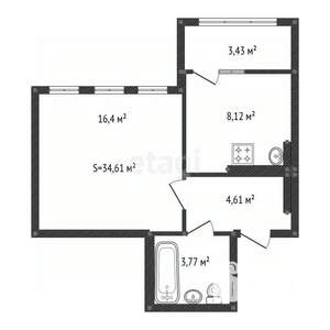 1-к квартира, вторичка, 35м2, 2/10 этаж