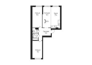 3-к квартира, строящийся дом, 83м2, 5/25 этаж