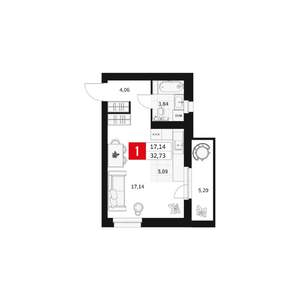 1-к квартира, вторичка, 33м2, 2/15 этаж