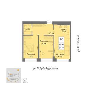 3-к квартира, вторичка, 67м2, 31/32 этаж