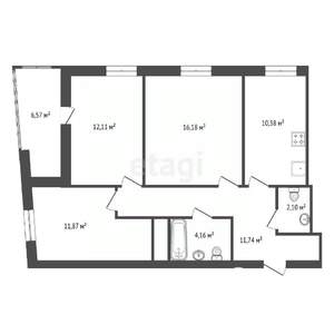 3-к квартира, вторичка, 73м2, 20/26 этаж