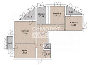 3-к квартира, вторичка, 144м2, 2/6 этаж