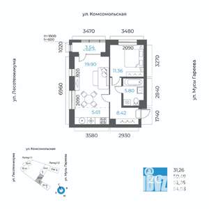2-к квартира, вторичка, 52м2, 2/20 этаж
