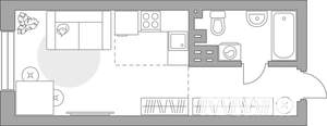 Студия квартира, строящийся дом, 28м2, 3/23 этаж