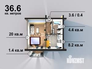 1-к квартира, вторичка, 37м2, 5/5 этаж