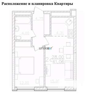 2-к квартира, вторичка, 41м2, 5/25 этаж