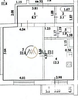 1-к квартира, вторичка, 49м2, 4/4 этаж