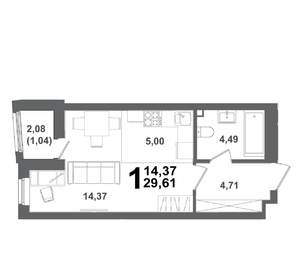 Студия квартира, вторичка, 30м2, 2/21 этаж