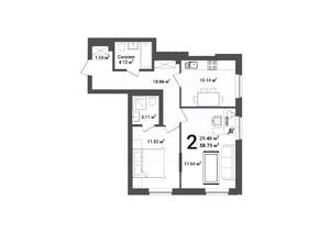 2-к квартира, вторичка, 59м2, 2/25 этаж