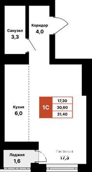 1-к квартира, вторичка, 31м2, 25/25 этаж