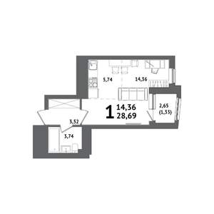 Студия квартира, вторичка, 29м2, 13/21 этаж