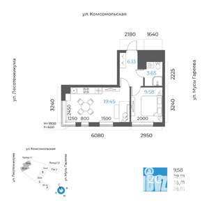 2-к квартира, вторичка, 39м2, 20/32 этаж