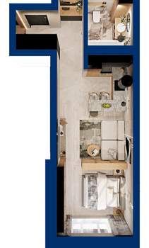 Студия квартира, вторичка, 35м2, 9/25 этаж