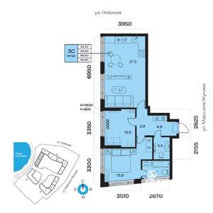 3-к квартира, вторичка, 67м2, 15/32 этаж