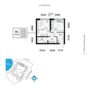 1-к квартира, вторичка, 40м2, 26/32 этаж