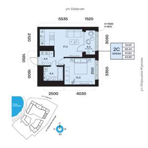 2-к квартира, вторичка, 42м2, 12/32 этаж