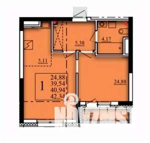 1-к квартира, вторичка, 41м2, 15/21 этаж