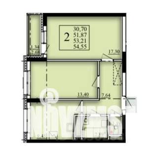 2-к квартира, вторичка, 53м2, 19/21 этаж