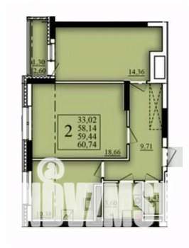 2-к квартира, вторичка, 59м2, 10/21 этаж
