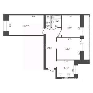 3-к квартира, вторичка, 61м2, 7/20 этаж
