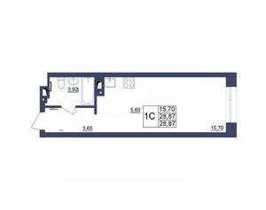 Студия квартира, строящийся дом, 29м2, 14/34 этаж