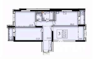 3-к квартира, строящийся дом, 84м2, 12/25 этаж