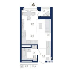 1-к квартира, вторичка, 25м2, 9/22 этаж