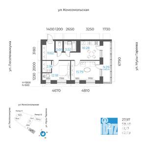 2-к квартира, вторичка, 61м2, 16/20 этаж