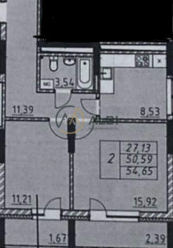 2-к квартира, вторичка, 50м2, 23/26 этаж