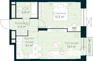 1-к квартира, вторичка, 42м2, 27/30 этаж